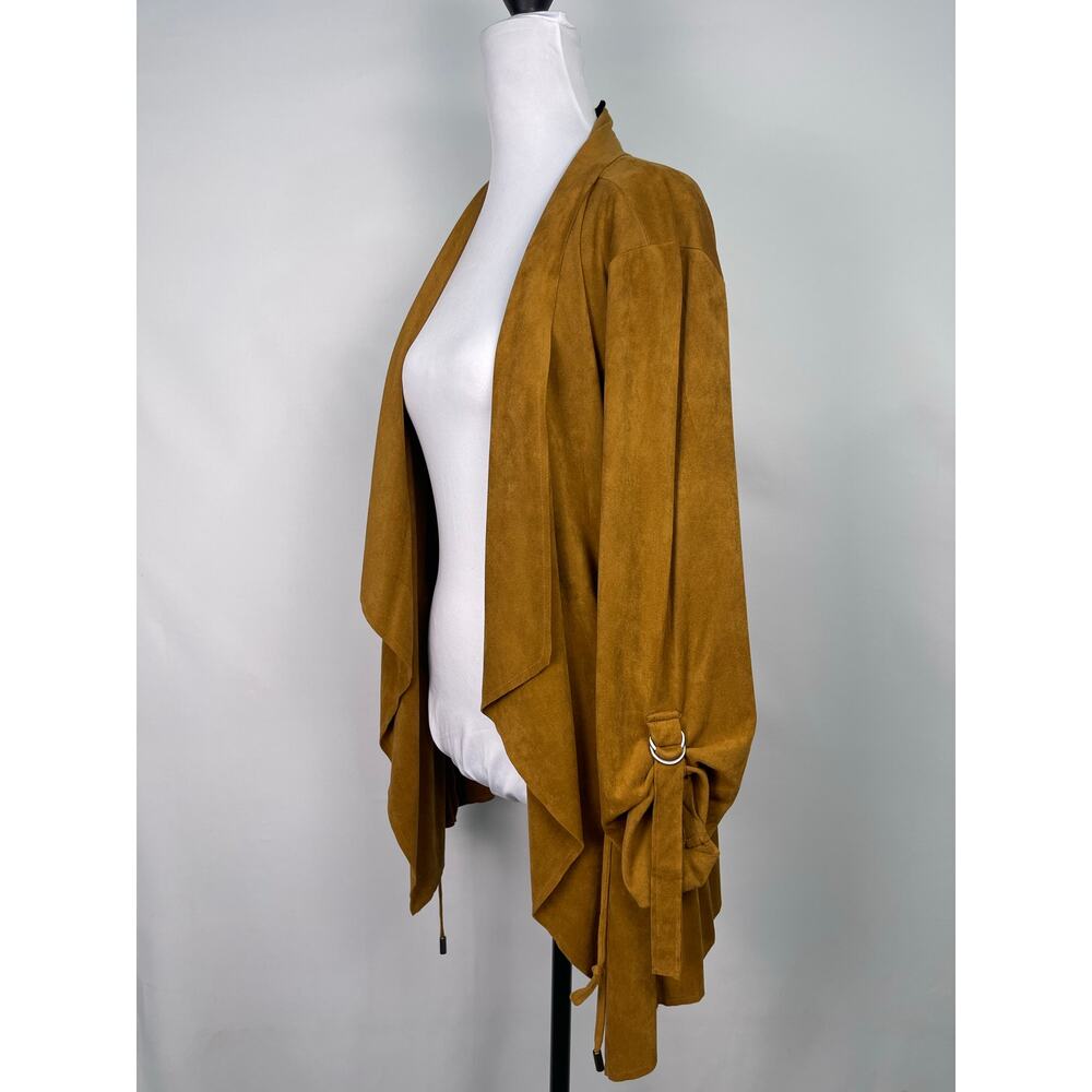Torrid Cognac Faux Suede Drape Front Anorak Jacket Size 1 - Picture 2 of 7